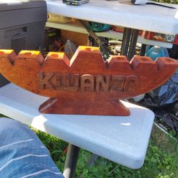 Solid wood KWANZA Candle holder 20 inch long x 8in  tall