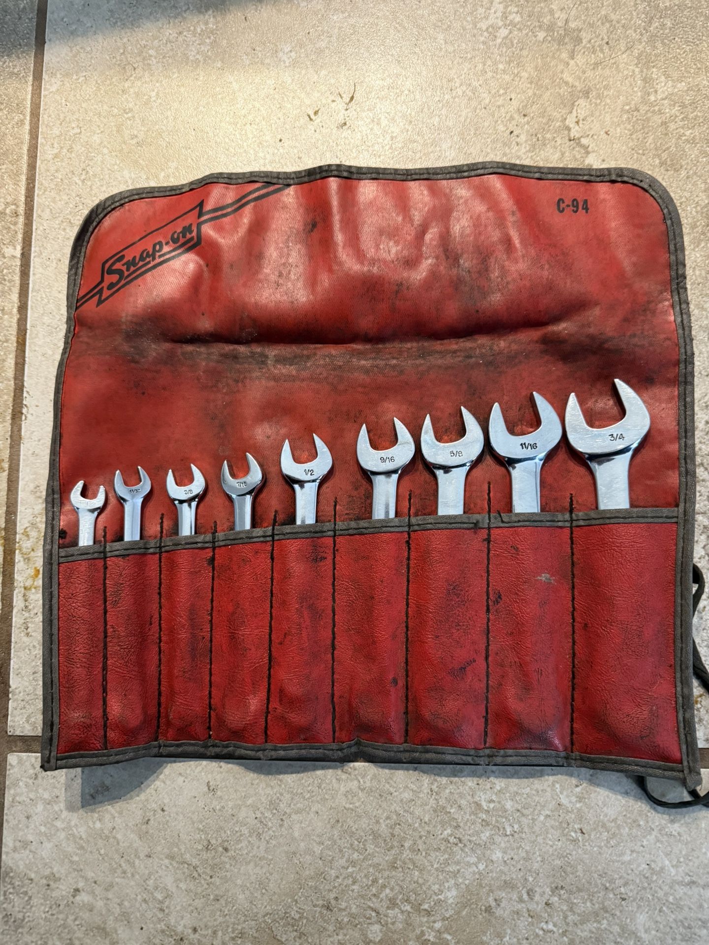 Vintage Snap-on C-94 Wrench Set 9 Pieces