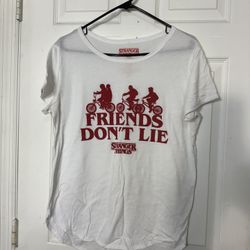 Stranger Things Juniors Shirt – Size L (White & Red) 