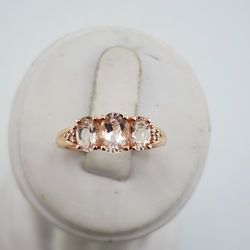 10k rose gold morganite & diamond ring
