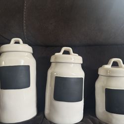 Rae Dunn “Take Note” Chalkboard Canister Set Small Medium And Large