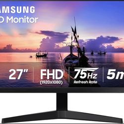 Samsung 27' T35F Series FHD 1080p Computer Monitor, 75Hz, IPS Panel, HDMI, VGA (D-Sub), AMD FreeSync, Wall Mountable, Game Mode, 3-Sided Border-Less, 