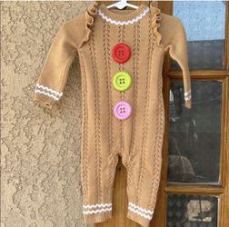Old Navy Knit Romper Gingerbread Man Baby Girl Sz 6-12M