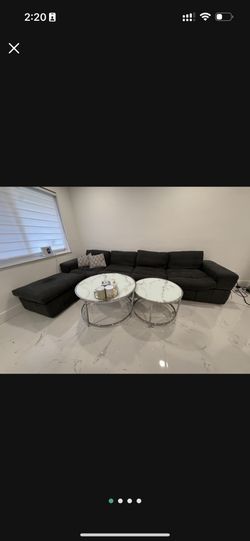 Blue Couch Huge With Tables