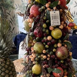 Faux Sugared Fruit Topiary Holiday Tree