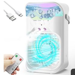 IWENNUAN Portable Air Conditioners, 4 in 1 Portable AC Unit with Remote, 1500ml Water Tank, 3 Speeds, 6H Timer, 2 Spray Mist, 7 Night Light, Personal 