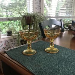 13 Vintage Amber Glass Fruit Dishes About 4 Inches Tall