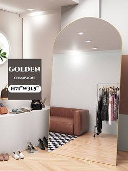 Arched Full Length Mirror, L71in. W31.5in. Floor Mirror with Stand, Arched Wall Mirror Full Length