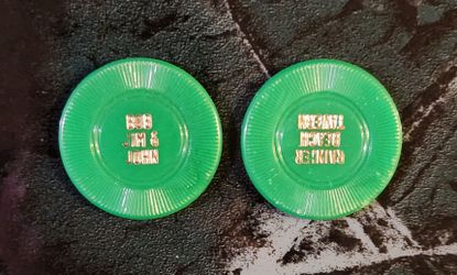2 Vintage Rainier Beach Tavern Washington Gaming Poker Chips Bob, Jim & John