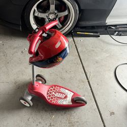 Used Radio Flyer Scooter W/ Kids Helmet