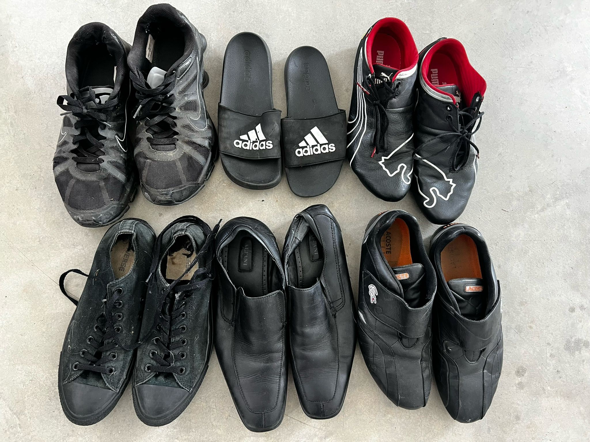 men’s shoes bundle all black nike puma converse adidas size 9 10 teens sport slip on athletic