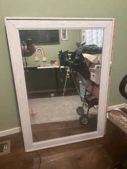 Large Wall Mirror with White Wood Frame