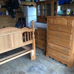Older Oak Dresser and Adjustable Bed Frame Combo.