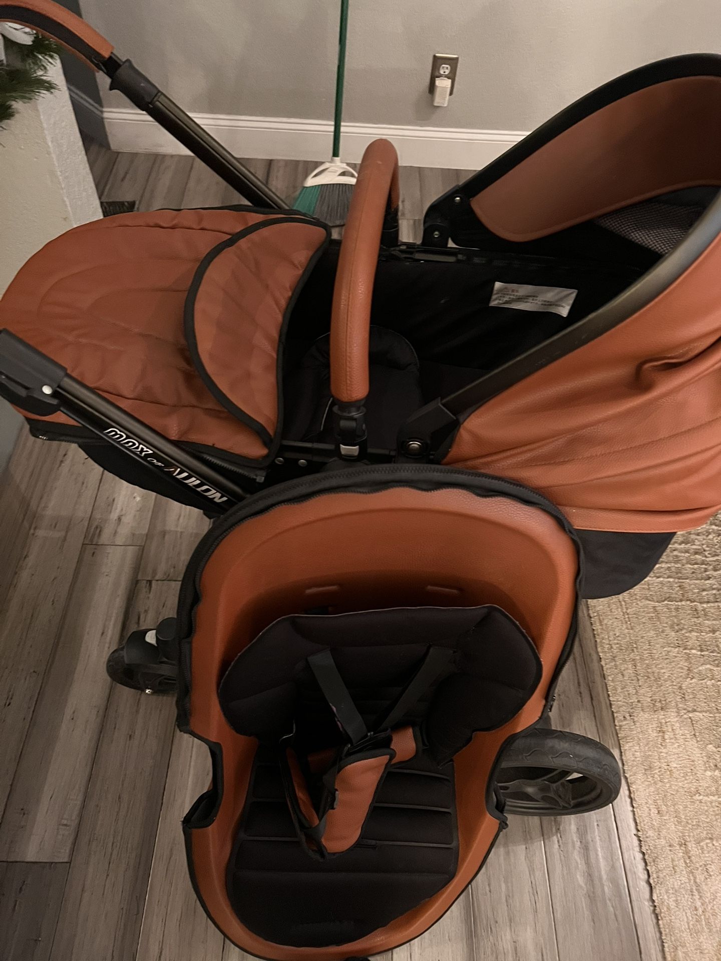 Leather stroller and bassinet