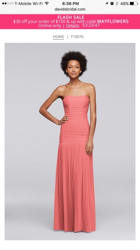 David's Bridal Coral reef dress size 2 NWT