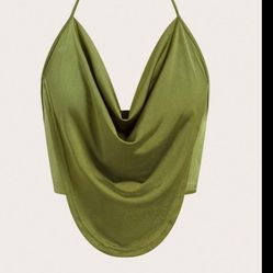 Army Green Halter Top In Large 