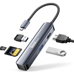 Dockteck 5-in-1 USB-C Hub 4K 60Hz HDMI SD/MicroSD 2 USB 3.0 Adapter for Mac/iPad
