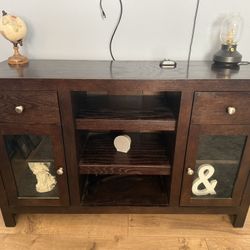 Dark Wood TV Stand / Entertainment Center – Great Condition