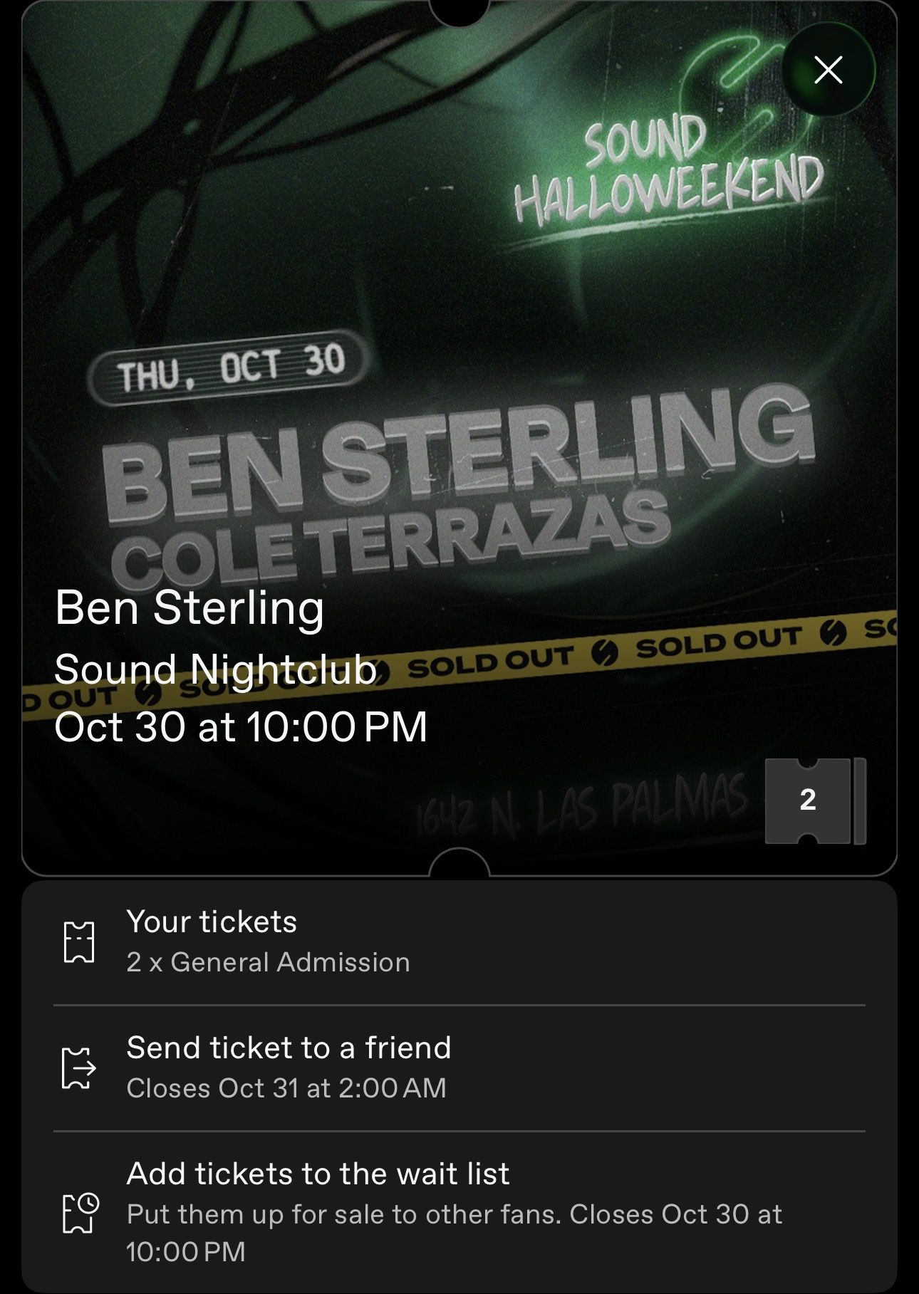 Ben Sterling Sound 2 Tickets
