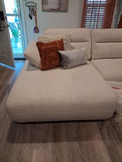 Beige Fabric Sectional Sofa with Chaise