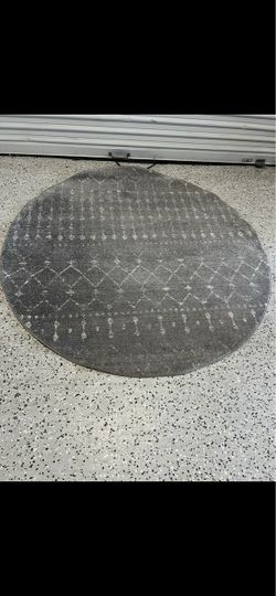 Round Gray Moroccan-Style Area Rug