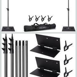 Heavy Duty Backdrop Stand Pipe and Drape Photography Backdrop Stand Kit Adjustable (10x10)