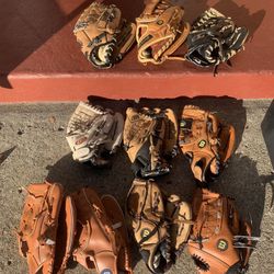 Various Baseball Gloves And Softball Gloves Many Youth And Smaller Hand 10-12inch Mostly Some Big Ones