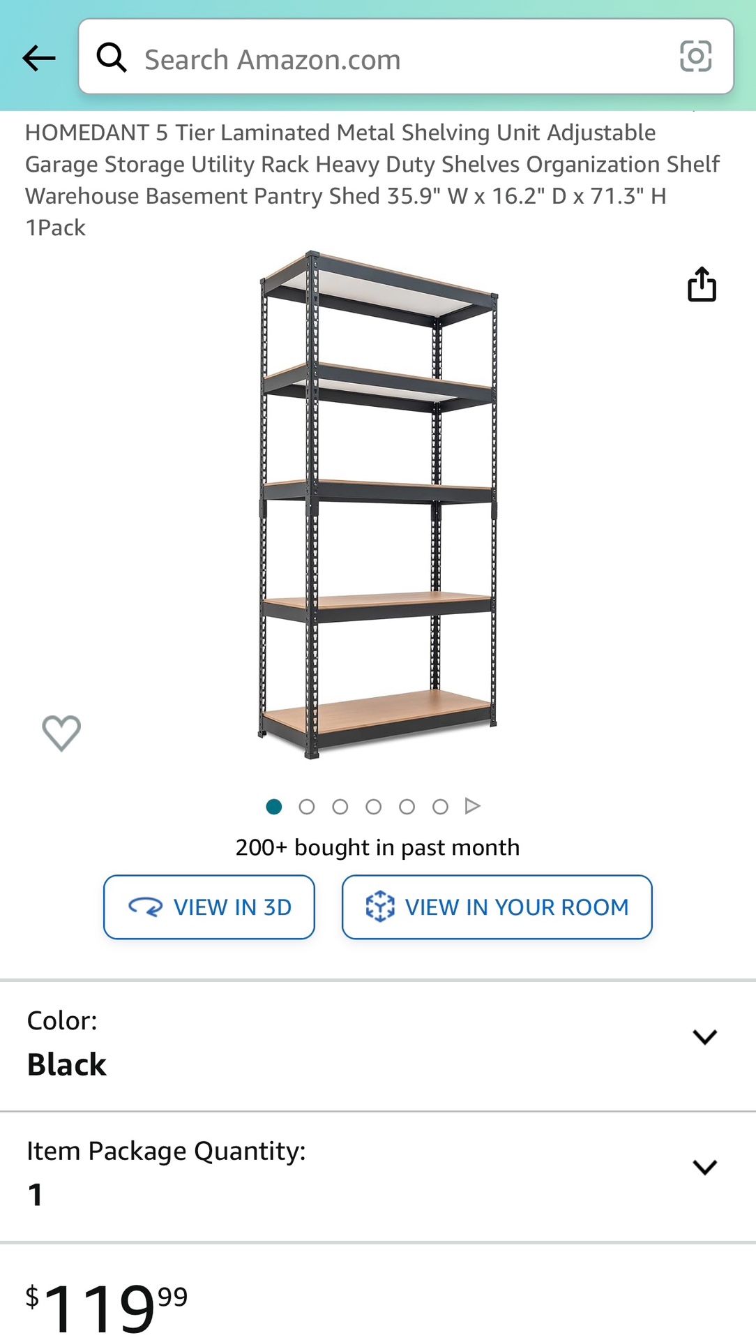 HOMEDANT 5 Tier Laminated Metal Shelving Unit Adjustable Garage Storage Utility Rack
