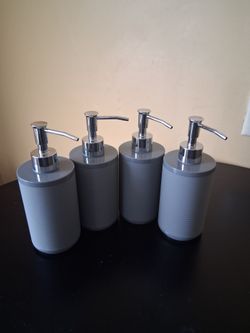 Set of 4 Gray Pump Soap Dispensers