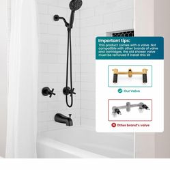 gotonovo 2 Handles Tub Shower Faucet Set,Bathtub Faucet Set with 6 Modes Handheld Spray Shower System with Tub Spout,Shower Head and C10 bl  $50