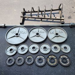 Weight Lifting  Plates Bar & Rack