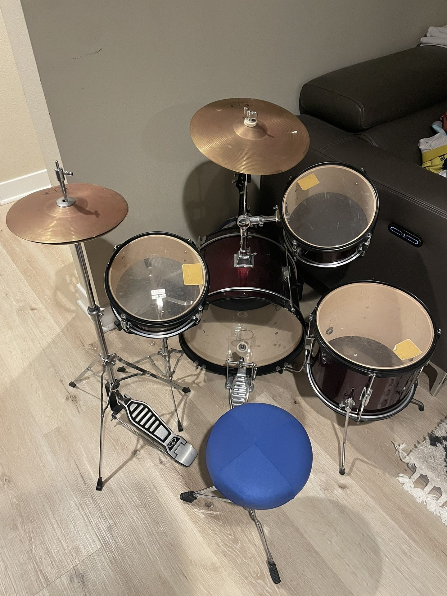 GP Percussion GP50RD Complete Junior Drum Set (Red, 4-Piece Set) 14 Inch