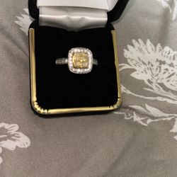 White Gold Yellow Canary Diamond Engagement 