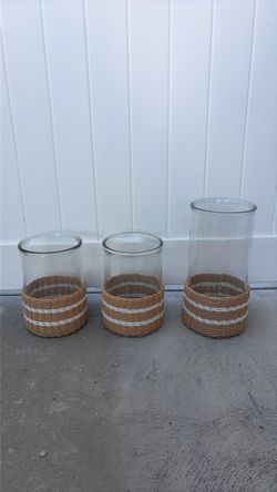 3 Outdoor Glass Hurricane Candle Holders