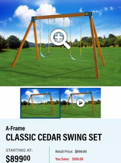 Kids faux wood swing set