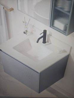 New WELLFOR 30" Lavender Floating Vanity with Quartz Top and Sink