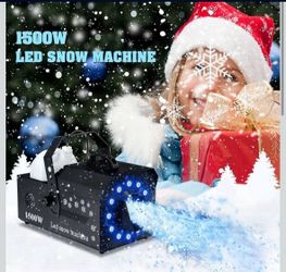 Snow Machine with Lights. DMX RGB 12 LED Snow Making Machine Snowflake Maker 1500W for Christmas