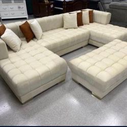 Lipa Ivory - Black - Green - Navy - Gray Sectional Sofa ✨Same Day Delivery✨Financing Available