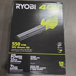 RYOBI 40V  120MPH 550 CFM Cordless Battery Blower with 4.0 Ah Battery and Charger