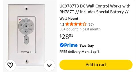 UC9787TB DC Wall Control for Ceiling Fan