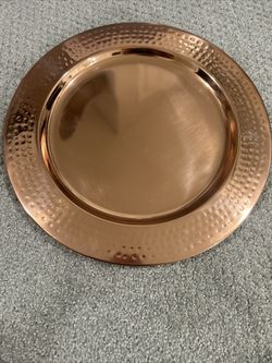 Set of 6 Old Dutch Hammered Copper Plates, 13"