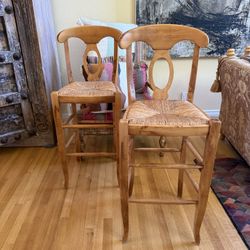 Vintage Wood and Wicker chairs 