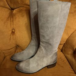 High Boots Cole Haan Nike Air  Distressed Gray/tan Leather Round Toe  10.5