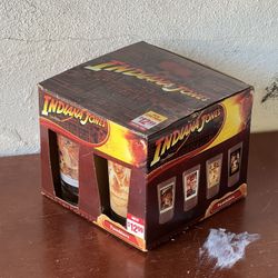 Near Mint Condition! 2008 Blockbuster 4 Indiana Jones Limited Edition Movie Poster Drinking Glass Tumblers 16 oz  #217836