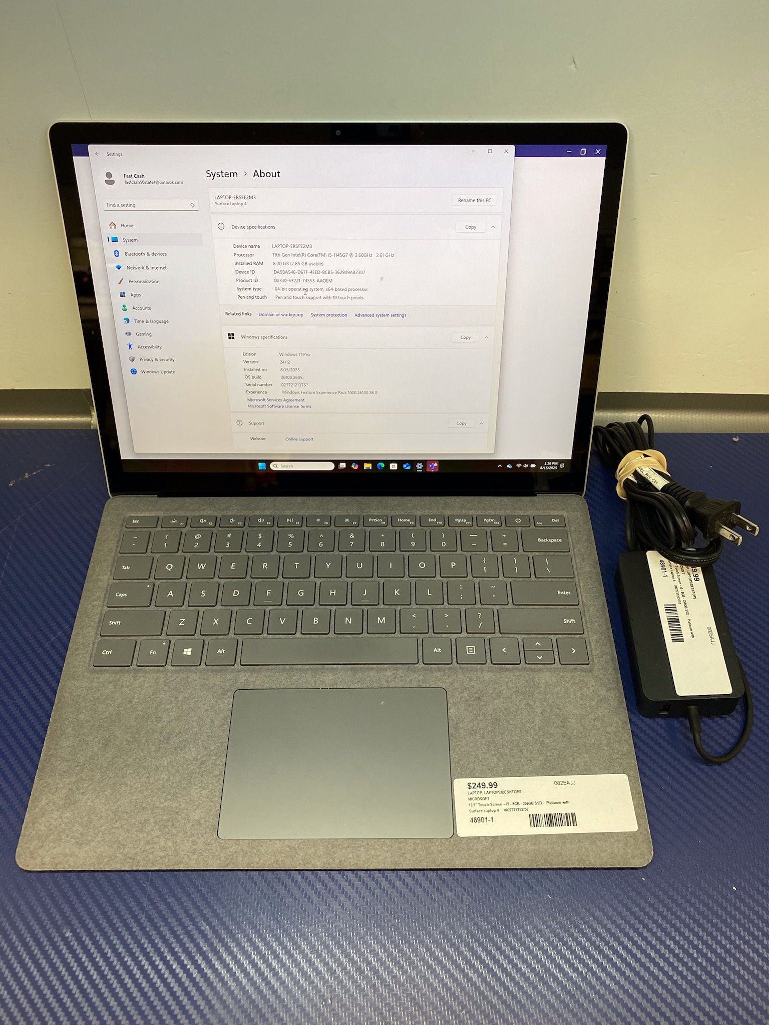 MICROSOFT Surface Laptop 4 13.5” Touch-Screen – i5 - 8GB - 256GB SSD - Platinum with Charger