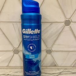 New Gillette DRYSHIELD dry spray antiperspirant. Cool Wave scent. 