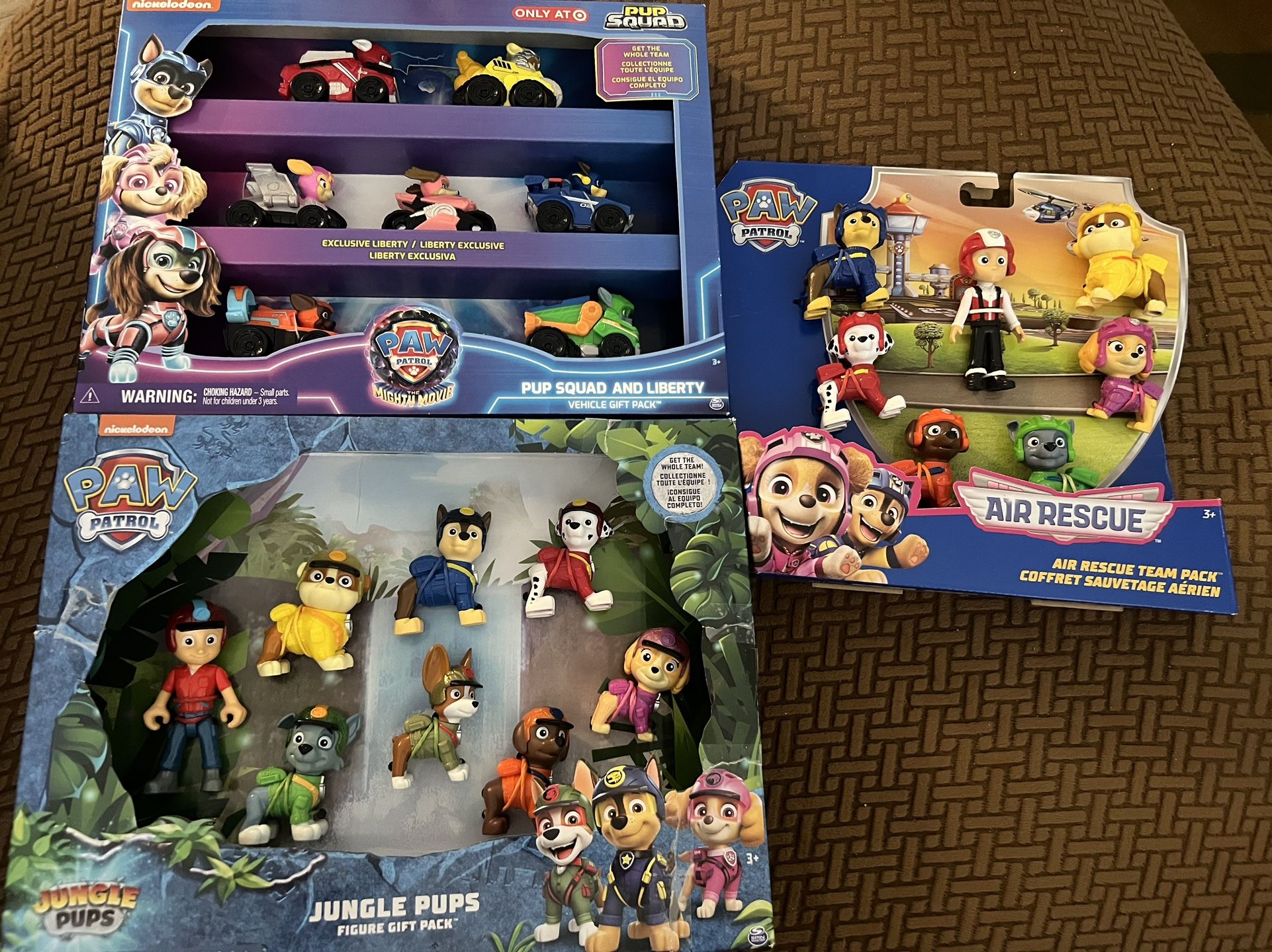 Paw Patrol Pup Squad and Liberty Vehicle Pack, Jungle Pups Figure Gift Pack, Air Rescue Team Pack