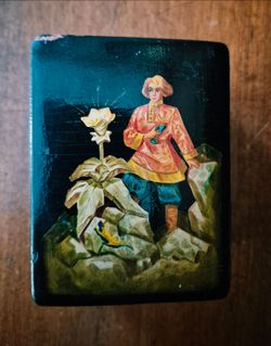Russian Lacquer Box with Folk Art Scene
