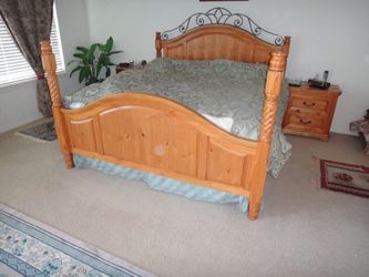 Solid wood King size bed set