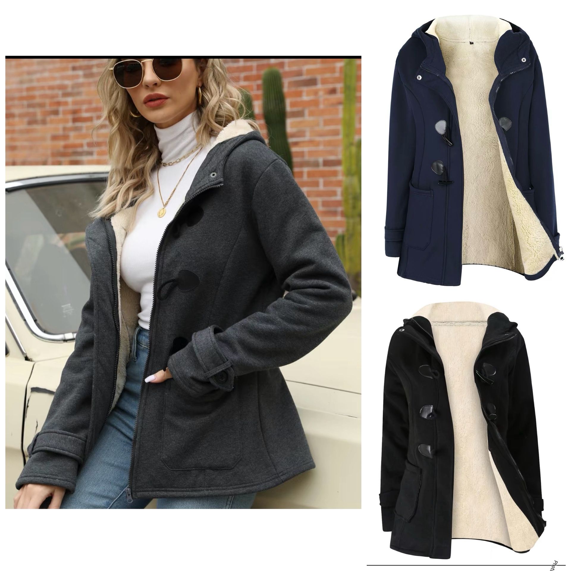 Woman’s Sherpa Lined Jacket Hooded Fleece (SIZE LARGE)